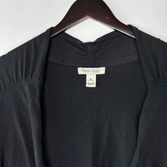 White House Black Market Women's Black Open Front Cropped Shirt Size XL - Picture 2 of 7